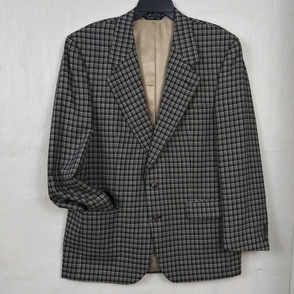 Burberry Other - HOST PICK! Burberrys Wool Blue Tan Plaid Suit Coat